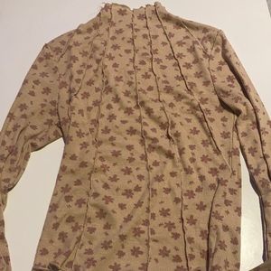 Beige Ribbed turtle neck sweater